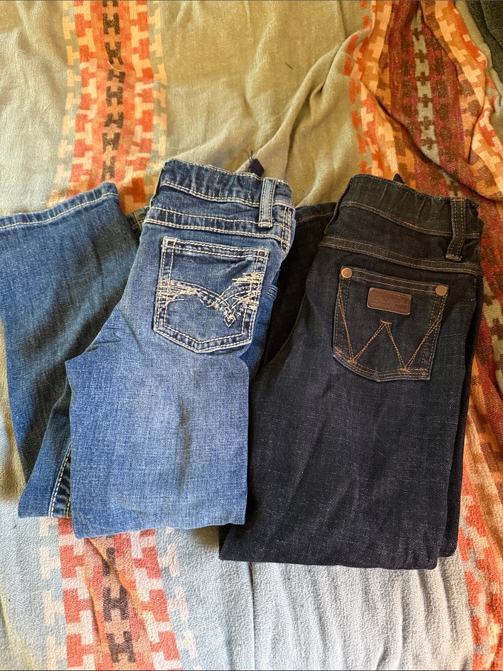 Wrangler Kids Jeans lot of 2 in Light Blue, and Dark